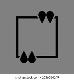 Text quote sign icon. Vector. Black icon on medium gray background. Isolated.