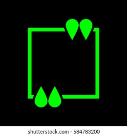 Text quote sign icon. Vector. Green icon on black background. Isolated.