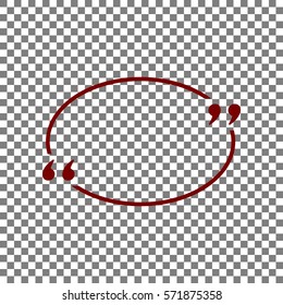Text quote sign. Maroon icon on transparent background.