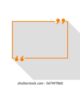 Text quote sign. Orange icon with flat style shadow path.