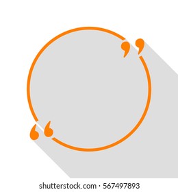 Text quote sign. Orange icon with flat style shadow path.