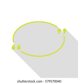 Text quote sign. Pear icon with flat style shadow path.