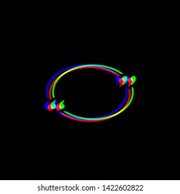 Text quote sign. Red, green and blue unfocused contour icon at black background. Illustration.