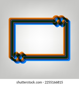 Text quote sign. Stroked Icon in orange, azure and old lavender Colors at gray Background. Illustration.