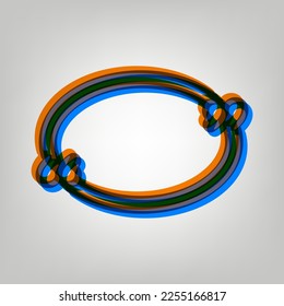 Text quote sign. Stroked Icon in orange, azure and old lavender Colors at gray Background. Illustration.