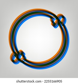 Text quote sign. Stroked Icon in orange, azure and old lavender Colors at gray Background. Illustration.