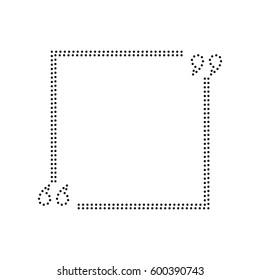 Text quote sign. Vector. Black dotted icon on white background. Isolated.