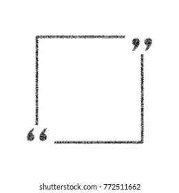 Text quote sign. Vector. Black icon from many ovelapping circles with random opacity on white background. Noisy. Isolated.