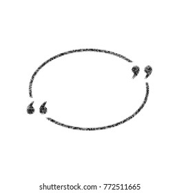 Text quote sign. Vector. Black icon from many ovelapping circles with random opacity on white background. Noisy. Isolated.