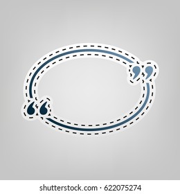 Text quote sign. Vector. Blue icon with outline for cutting out at gray background.