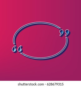 Text quote sign. Vector. Blue 3d printed icon on magenta background.