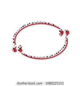 Text quote sign. Vector. Brown icon with shifted black circle pattern as duplicate at white background. Isolated.