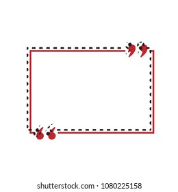 Text quote sign. Vector. Brown icon with shifted black circle pattern as duplicate at white background. Isolated.