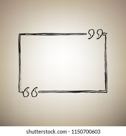 Text quote sign. Vector. Brush drawed black icon at light brown background.