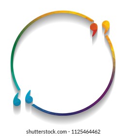 Text quote sign. Vector. Colorful icon with bright texture of mosaic with soft shadow on white background. Isolated.