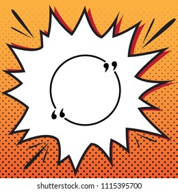 Text quote sign. Vector. Comics style icon on pop-art background.