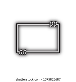 Text quote sign. Vector. Double contour black icon with soft shadow at white background. Isolated.