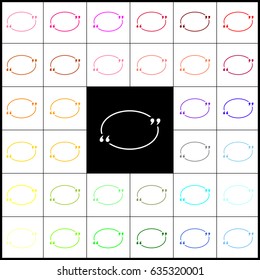 Text quote sign. Vector. Felt-pen 33 colorful icons at white and black backgrounds. Colorfull.