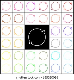 Text quote sign. Vector. Felt-pen 33 colorful icons at white and black backgrounds. Colorfull.