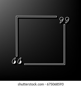 Text quote sign. Vector. Gray 3d printed icon on black background.