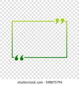 Text quote sign. Vector. Green gradient icon on transparent background.