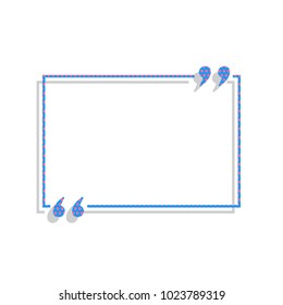 Text quote sign. Vector. Neon blue icon with cyclamen polka dots pattern with light gray shadow on white background. Isolated.