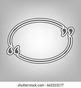Text quote sign. Vector. Pencil sketch imitation. Dark gray scribble icon with dark gray outer contour at gray background.