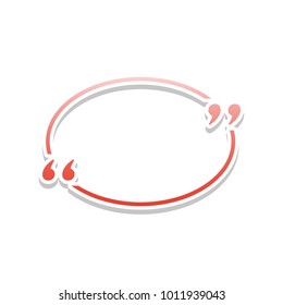 Text quote sign. Vector. Reddish icon with white and gray shadow on white background. Isolated.