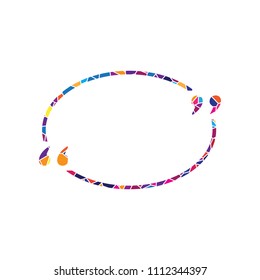 Text quote sign. Vector. Stained glass icon on white background. Colorful polygons. Isolated.