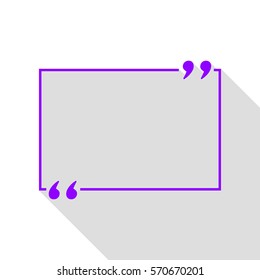 Text quote sign. Violet icon with flat style shadow path.