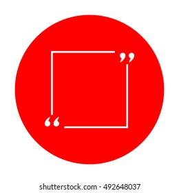 Text quote sign. White icon on red circle.