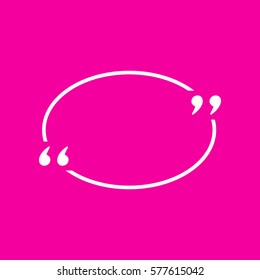 Text quote sign. White icon at magenta background.