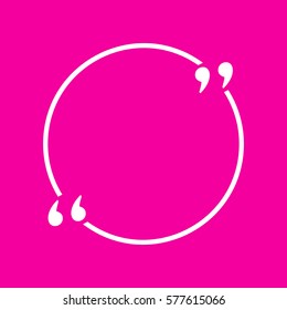 Text quote sign. White icon at magenta background.