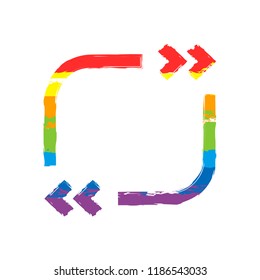 Text quote square. Simple icon. Drawing sign with LGBT style, seven colors of rainbow (red, orange, yellow, green, blue, indigo, violet