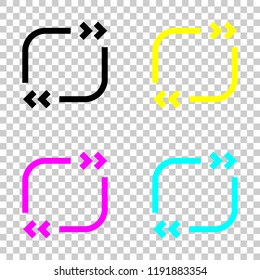 Text quote square. Simple icon. Colored set of cmyk icons on transparent background