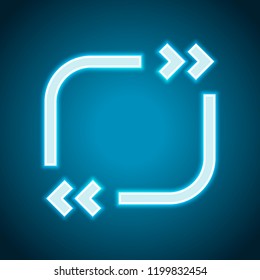 Text quote square. Simple icon. Neon style. Light decoration icon. Bright electric symbol