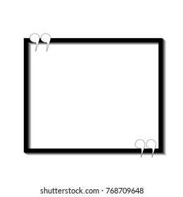Text quote symbol.Black rectangle on white background, vector