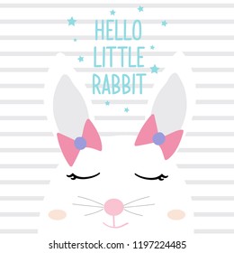 text rabbit star line pattern tee illustration art vector 