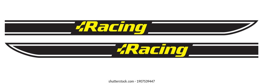 Text Racing Car Decals, In Isolated Vector Format, Body Stripes