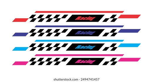 Text RACING Cool, straight lines, for modifying vehicle stickers, colorful concepts, cutting stickers and vinyl printing designs, basic shape. 