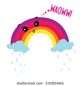 text rainbow cloud sky girl tee illustration art vector 