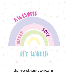 text rainbow star girl tee illustration art vector 