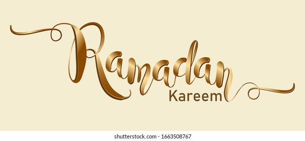 Text Ramadan Kareem golden design free hand 3D style elements for artwork,template,promotion ,banner 