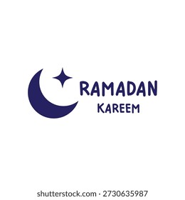 Text ramadan kareem with a moon and star.
