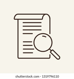 Text reading line icon. Magnifier glass, loupe, newspaper. Search concept. Can be used for topics like paperwork, expertise, research