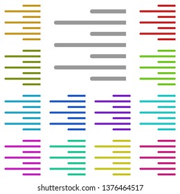 text, right multi color icon. Simple thin line, outline vector of Text editor icons for UI and UX, website or mobile application