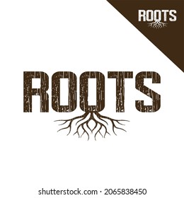text roots logo template design illustration