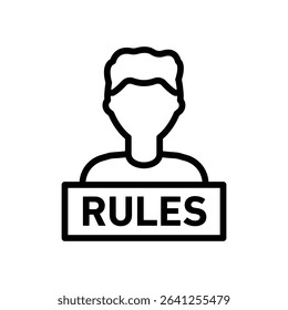 Text rules icon outline set sign