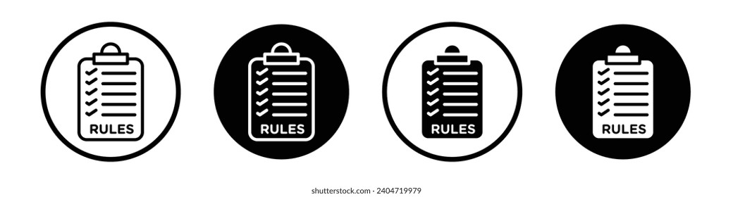 Text rules icon set. business tax regulation vector symbol in black filled and outlined style.