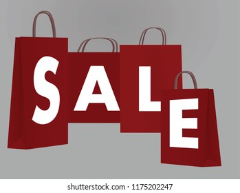 Text sale on paper bags. vector illustration